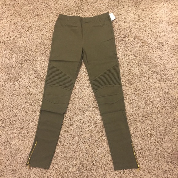 Olive Moto Pant w/ Ankle Zip - Picture 3 of 6